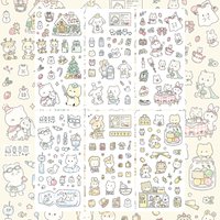 Korean Cute Cartoon Rabbit Bear Stickers Kawaii Animals Hand Account Photo Album Planner Diary Scrapbook DIY Decorative Stickers