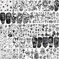 48 Sheets Small Temporary Tattoos For Women Men Neck Arm Tiny Tattoo Sticker Fake Cross Snake Tiger Lion Ghost Tatoos 3D Anchor