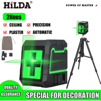 HILDA Laser Level 2-Linien selbstnivellierendes horizontales und vertikales Kreuz Super leistungsstarke grüne Laserstrahllinie