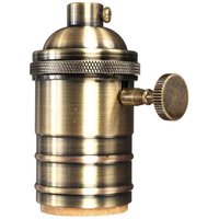 E27 Lamp Socket, On/Off Vintage Rotary Turn Knob, Antique Brass Tabletop Incandescent Lamp Base Repair Kit with Switch Knob