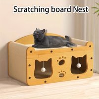 Cat scratch sofa with durable cardboard nest, scratch column, and interactive toys - indoor cat scratch sofa all year round