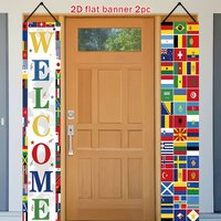 1Set 2D Plain Banner Set with Multicultural Welcome Messages Perfect for Sports Events Club Birthday and Classroom Party Decor
