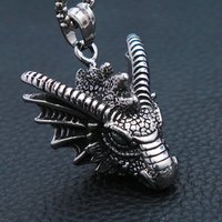 Vintage Vikings Dragon Pendant Necklace Mens 316L Stainless Steel Animal Head Biker Necklaces Punk Dragon Pendant Jewelry Gifts
