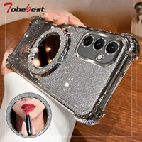 Shockproof Plating Case For Samsung Galaxy A16 A26 A36 A56 A06 A15 A25 A35 A55 A14 A24 A34 A54 5G Mirror Magnetic Holder Cover