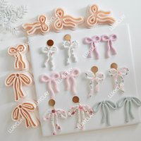 2pcs/set Bow Dangle Polymer Clay Cutters, Valentine's Day Clay Molds for Earring Jewelry Making, Cute Bowknot Clay Cutting Molds