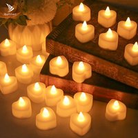24 Stück flammenlose LED-Kerze für Zuhause, Weihnachten, Party, Hochzeit, Dekoration, herzförmige elektronische Teelichtkerzen mit Batteriebetrieb