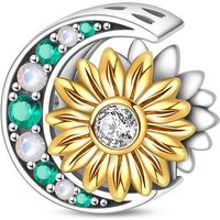925 Sterling Silver Sunflowers Under The Moon Charms Bead Fit 3mm Original Bracelet DIY Women Fine Birthday Party Jewelry Gifts