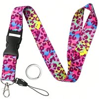 1pc Colorful Neck Breakaway Leopard Lanyard for Id Badge Holder,Keys, Keychain, Lanyard with Quick Release Buckle for Women,Man