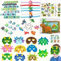 Dinosaur Party Favor Kids Birthday Dinosaur Masks Bracelet Keychain Ring Tattoo Sticker for Boy Dinosaur Birthday Party Supplies