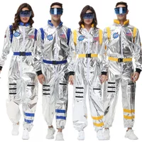 Adult Silver Astronaut Costume Men Women Spaceman Suit Space Jumpsuit Halloween Cosplay Party Dress Up