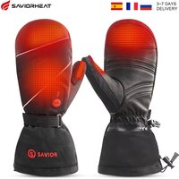 Beheizte Savior-Handschuhe, batteriebetriebene Wärme-Motorradhandschuhe, Ziegenleder, 3 Gänge, Wamer-Steuerung, wasserdichte elektrisch beheizte Fäustlinge