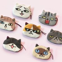 Cute Cartoon Cat Coin Purse Kawaii Anime Credit Card Holder Lovely Card Organizer & Wallet Storage Bag Zipper Pouch Kids Gifts