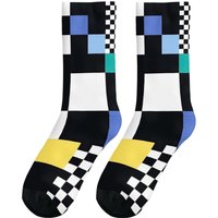 Geometric Checkerboard Socks Comfortable Stretchy Non Slip Men's Athletic Casual Travel Socks Stylish Retro Trendy Holiday Gift