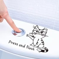 5pcs Creative Funny Toilet Cover Decorative Wall Stickers With Self-adhesive Bathroom Toilet Cartoon Stickers