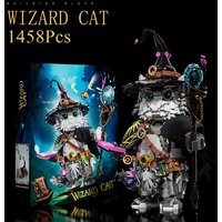 Creative 1458Pcs Magic Wizard Cat Building Blocks Magician Cat Home Decoration MOC Bricks Assembly Toys For Children Adult Gift