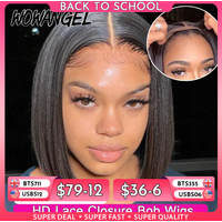 WOWANGEL Straight Bob Wig 5X5 HD Lace Closure Wig Ready To Wear Glueless Wig 250% Bob Wig Lace Front Human Hair Wigs Pre Plucked image 4