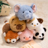Cute Lying Animals Red Panda Fox Sloth Cat Plush Toys Soft Rabbit Dolls Stuffed Capybara Pig Plushie Baby Toys Gifts for Kids
