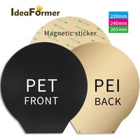 Round PET PEI Sheet 220/240/265mm Magnetic Spring Steel Sheet For Rostock Delta Kossel Hotbed 3D Printer Parts Round Build Plate