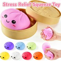 Stress Relief Squeeze Toy Simulated Dumpling&Baozi Stress Relief Squishy Cube Sensory Fidget Cub Anti-Anxiety Squeeze Toy Gifts