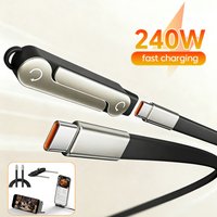 PD 240W Type C To Type C Cable With Folding Bracket Adapter Fast Charging For iPhone 15 16 17 Samsung Huawei Xiaomi USB C Cable