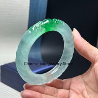 Real Natural high Ice Myanmar green Jade jadeite bracelets bangle 58MM