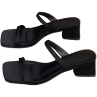 2025 New Fashion Summer Platform High Heels Women's Slippers Square Toe Sandals Elegant Party Party Slippers Women Zapatos Mujer