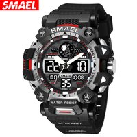 SMAEL Neue Männliche Sport Uhr Wasserdicht Dual Time Display Led Digital Uhr Military Armee 8078 Quarz Elektron Armbanduhren Männer