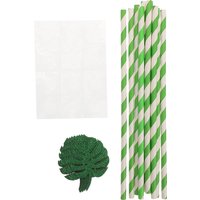 10Pcs Elegant Monstera Leaf Disposable Paper Straws Sparkling Glitter Finish Long Drinking Straws for Summer Luau Beach Pool
