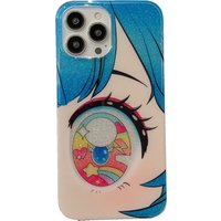Cartoon Anime Iridescent Shinning Eyes Double Layers Case for iPhone 17 16 15 14 13 Pro Max Back Phone Cover for 12 11 Pro Max