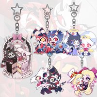 Helluva Boss Acrylic Keychain Husk Angel Dust Moxxie Millie Bag Pendant Stolas Keyring Accessories Charlie Vaggie Festival Gift