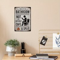 Vintage Metal Tin Sign, This Is A Bathroom Not An Internet Cafe & Split, Wall Art Decor For Home Farmhouse Washroom To