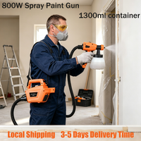 800W Farbsprühsystem HVLP Farbspritzpistole Elektrisch mit 1300ml abnehmbarem Tank, max. 1200ml/min Durchflussrate, 3 Düsen & 3 Spritzmuster, Unterstützung für hohe Viskosität 120 DIN-S, für die