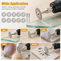 12Pcs 22mm Diamond Cutting Disc Grinding Wheel with Mandrel for Metal Cutting Rotary Tool Electric Grinder Accessories
