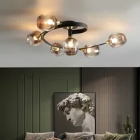 American Modern Magic Bean Molecular Glass Ceiling Light Minimalist Living Room Ceiling Light Creative Home Lighting Fixture