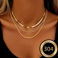 Stainless Steel High-Quality Minimalist Light Luxury Three-Layer Necklace for Women Fade-Resistant Hypoallergenic Jewelry Gifts