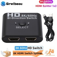 4K HDMI-Compatible Switch Bi-Direction Splitter 1x2/2x1 HDMI 8K 60Hz Switcher 2 in 1 Out for PS4/3 TV Monitor Switcher Adapter