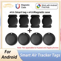 1-4PCS Mini GPS Locator Android Anti-Lost Alarm Google Find Hub Wallet Key Smart Tag with Strong Magnetic Suction Silicone Shell