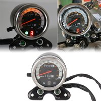 Universal DC 12V Motorcycle Odometer Speedometer Tachometer Dual Speedo Meter Retro for Suzuki Cafe Racer