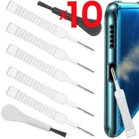 10-1Pcs Charging Port Dust Plug with Cleaning Brush for iPhone 17 16 15 14 Pro Max Plus Samsung Xiaomi IOS Type C Cleaner Set