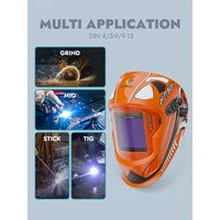 HITBOX HB555 Auto Darkening Welding Helmet 3.94''x3.82" Large Viewing Welding True Color DIN4/9-13 HD LCD Dimming Screen 1/1/1/2 Optical Clarity 1/30000s Solar Battery Powered Welder Mask for ARC MIG