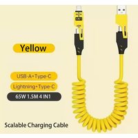 4 in 1 PD 27W 65W Fast Charging Cable USB Type C To Type C And Lightning Jack For iPhone 16 15 Pro Max For Samsung For Xiaomi