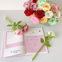 1pcs Funny Bouquet Flower Pen Smooth Writing Plastic Peony Ballpoint Pen Multi-color Simulation Stationery Pen Home Decoration