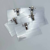 20pcs Transparent Cards ID Tag Badge Holder Clips Cards Storage Organizer Protector Employee Pass Work Card Case Sleeve