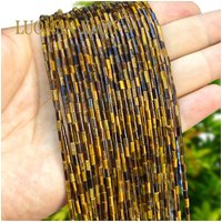 2x4MM Cylinder Natural Stone Tiger Eye Loose Tube Spacer Beads for Jewelry Making Diy Earrings Bracelets Charms Accessories