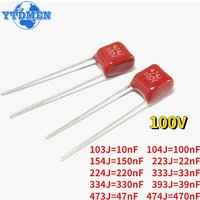 20PCS 100V CBB Polypropylene Film Capacitor 104 223 103 393 473 333 154 224 334 474 10nF 22nF 33nF 39nF 47nF 100nF 220nF 470nF