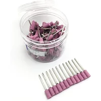 100pcs/box Dental Medium Gravel Ceramic Stone Pink Polishing Burs for Metal Alloy Dental Polisher 2.35mm Shank 10types Optional