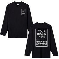 Men's long-sleeved pure cotton T-shirt, 230 grams thick, custom printed with company logo, loose-fitting for sports activities