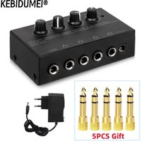 Mini Stereo Headphone Amplifier 4 Channels HA400 Ultra-Compact Audio Amplifier Power Adapter EU Plug 6.5MM to 3.5MM Converter