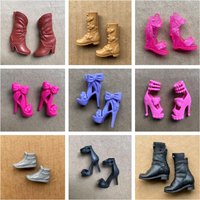 Female Doll Sandals High Heels Shoes Original Parts For 1/6 Dolls Dressing Decors Red Blue Gray Brown Black White Doll Shoes