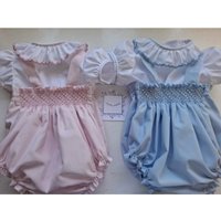 0-6 Year Summer Baby Girl Pink Blue Hand Smocked Embroidery Outfit Set for Newborn Birthday Party Casual Photography A346